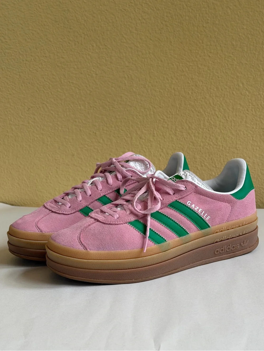 Adidas Gazelle Bold True Pink Green Platform Sneakers Women’s Size 10 EUC!